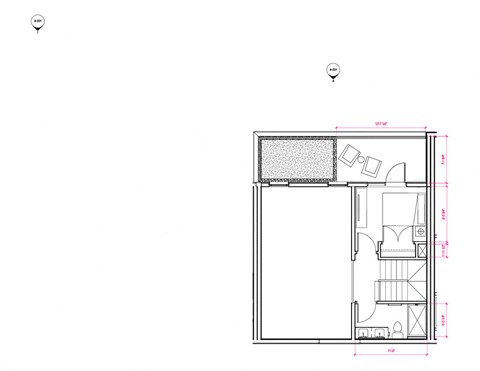 1  Bed   2  Bath   1,038 Sq. Ft. Zaragoza Mezzanine Floor Plan at Expo at Forest Park, St. Louis, Missouri